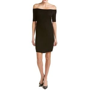 Splendid Ribbed Midi Black Dress Off the Shoulders